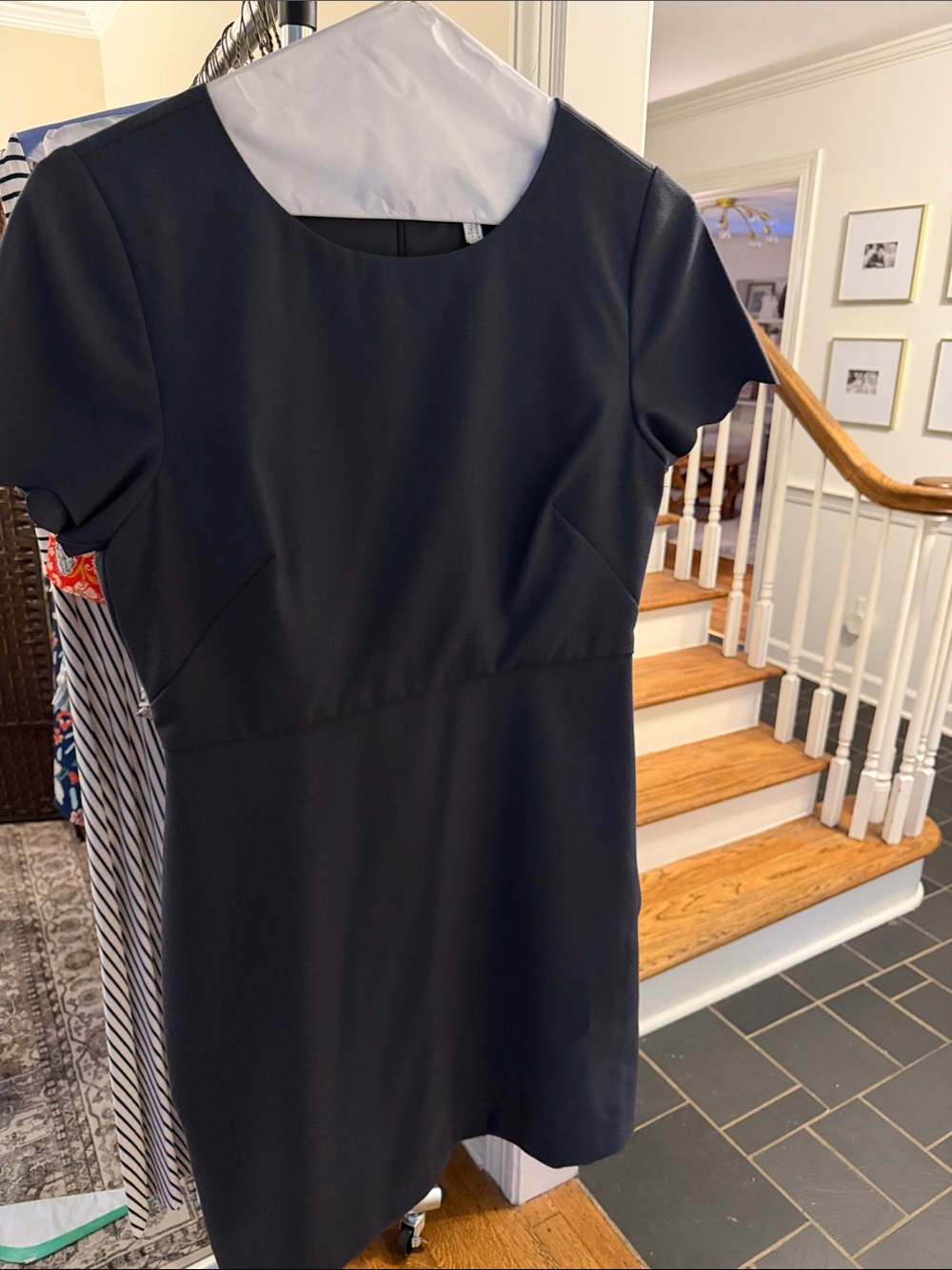 LOFT Black Short-Sleeve Sheath Dress
